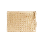 Bolsa necessaire em papel e poliéster com etiqueta para marcação cor natural primeira vista