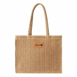 Saco de papel e poliéster com asas longas e etiqueta para marcação cor castanho segunda vista