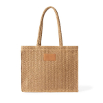 Saco de papel e poliéster com asas longas e etiqueta para marcação cor castanho