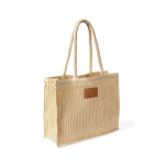 Saco de papel e poliéster com asas longas e etiqueta para marcação cor natural primeira vista