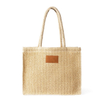 Saco de papel e poliéster com asas longas e etiqueta para marcação cor natural