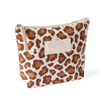 Necessaire em algodão reciclado com design animal print 200 g/m² cor castanho primeira vista