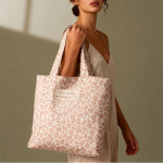 Saco de algodão reciclado com padrão animal print 200 g/m² cor cor-de-rosa sexta vista