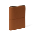 Caderno de cartão com capa protetora com elástico e folhas em branco A5 cor castanho primeira vista