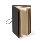 Caderno de cartão com capa protetora com elástico e folhas em branco A5 cor preto terceira vista