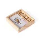 Set de baralho e dados em caixa deslizante de madeira personalizável cor madeira clara segunda vista