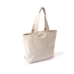 Saco de algodão reciclado com fecho de correr e alças compridas 280 g/m² cor natural primeira vista