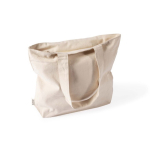 Saco de algodão reciclado com fecho de correr e alças compridas 280 g/m² cor natural segunda vista
