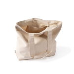 Saco de algodão reciclado com fecho de correr e alças compridas 280 g/m² cor natural terceira vista