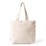 Saco de algodão reciclado com fecho de correr e alças compridas 280 g/m² cor natural