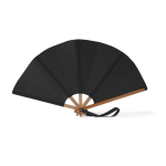 Leque dobrável de bambu e poliéster para eventos 23 cm cor preto
