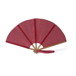 Leque dobrável de bambu e poliéster para eventos 23 cm cor vermelho