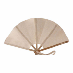 Leque dobrável de bambu e poliéster para eventos 23 cm cor natural quinta vista