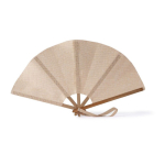 Leque dobrável de bambu e poliéster para eventos 23 cm cor natural