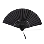 Leque de bambu e poliéster para personalizar com varetas de 21 cm cor preto primeira vista