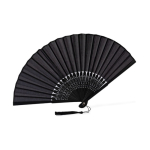 Leque de bambu e poliéster para personalizar com varetas de 21 cm cor preto segunda vista