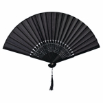 Leque de bambu e poliéster para personalizar com varetas de 21 cm cor preto