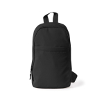 Bolsa a tiracolo em poliéster com um compartimento e bolso frontal cor preto