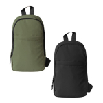 Bolsa a tiracolo em poliéster com um compartimento e bolso frontal cor verde terceira vista