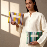 Necessaire personalizável de polipropileno com design às riscas 200 g/m² cor cor-de-rosa terceira vista