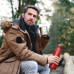 Garrafa térmica em aço inoxidável reciclado anti-derrame 500 ml cor vermelho segunda vista