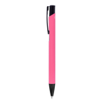 Esferográfica de alumínio reciclado com clip preto e tinta azul cor cor-de-rosa terceira vista