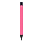Esferográfica de alumínio reciclado com clip preto e tinta azul cor cor-de-rosa quarta vista