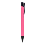 Esferográfica de alumínio reciclado com clip preto e tinta azul cor cor-de-rosa quinta vista