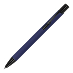 Esferográfica de alumínio reciclado com clip preto e tinta azul cor azul-escuro