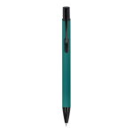 Esferográfica de alumínio reciclado com clip preto e tinta azul cor verde-escuro segunda vista