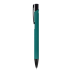 Esferográfica de alumínio reciclado com clip preto e tinta azul cor verde-escuro terceira vista