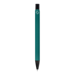 Esferográfica de alumínio reciclado com clip preto e tinta azul cor verde-escuro quarta vista