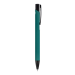 Esferográfica de alumínio reciclado com clip preto e tinta azul cor verde-escuro quinta vista
