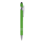 Esferográfica de alumínio reciclado com clip robusto e tinta azul cor verde-lima quinta vista
