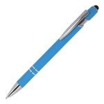 Esferográfica de alumínio reciclado com clip robusto e tinta azul cor azul-claro