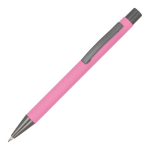 Esferográfica de alumínio reciclado com toque suave e tinta azul cor cor-de-rosa
