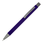Esferográfica de alumínio reciclado com toque suave e tinta azul cor violeta