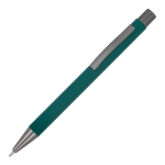 Esferográfica de alumínio reciclado com toque suave e tinta azul cor verde-escuro