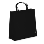Saco de transporte em RPET com fole e asas curtas 75 g/m² cor preto