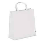 Saco de transporte em RPET com fole e asas curtas 75 g/m² cor branco