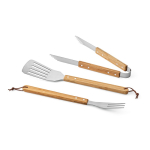 Conjunto de churrasco em caixa de bambu com utensílios para grelhar cor natural terceira vista 