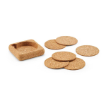 Conjunto de bases para copos redondas em cortiça natural fabricado na UE cor natural segunda vista