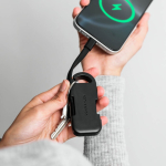 Carregador portátil porta-chaves ultracompacto em plástico reciclado 1.000mAh cor preto sétima vista 