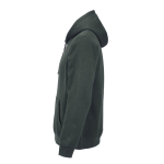Sweatshirt unissexo com capuz em algodão orgânico 300 g/m² cor verde-escuro terceira vista 