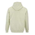 Sweatshirt unissexo com capuz em algodão orgânico 300 g/m² cor verde pastel vista traseira 