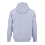 Sweatshirt unissexo com capuz em algodão orgânico 300 g/m² cor azul pastel vista traseira 