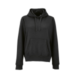Sweatshirt com capuz de algodão orgânico para senhora 300 g/m² Bondi cor preto vista frontal 