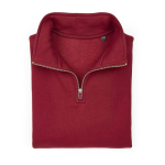 Sweatshirt unissexo em algodão orgânico com fecho 1/4 340g/m² Malibu cor bordeaux segunda vista frontal 