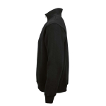 Sweatshirt unissexo em algodão orgânico com fecho 1/4 340g/m² Malibu cor preto terceira vista 