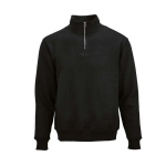 Sweatshirt unissexo em algodão orgânico com fecho 1/4 340g/m² Malibu cor preto vista frontal 